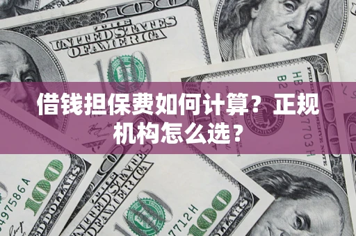 济南借钱担保费如何计算？正规机构怎么选？